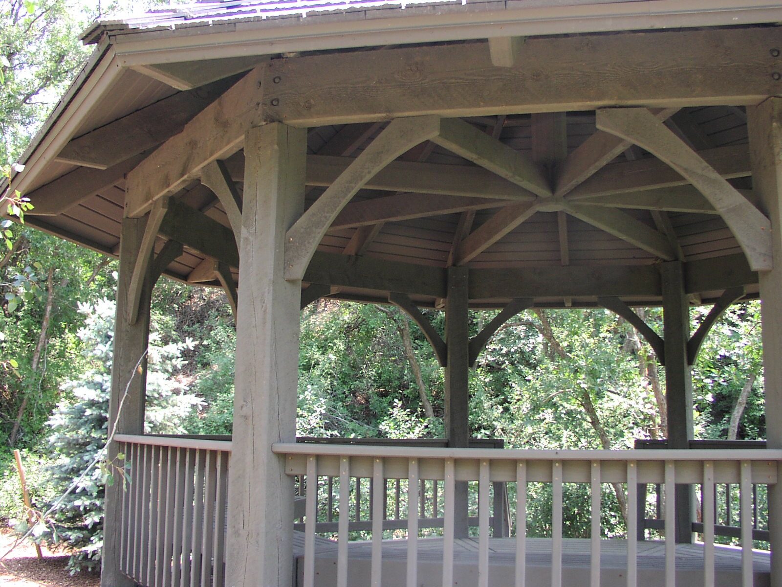 Octagonal pavilion timber framing detail